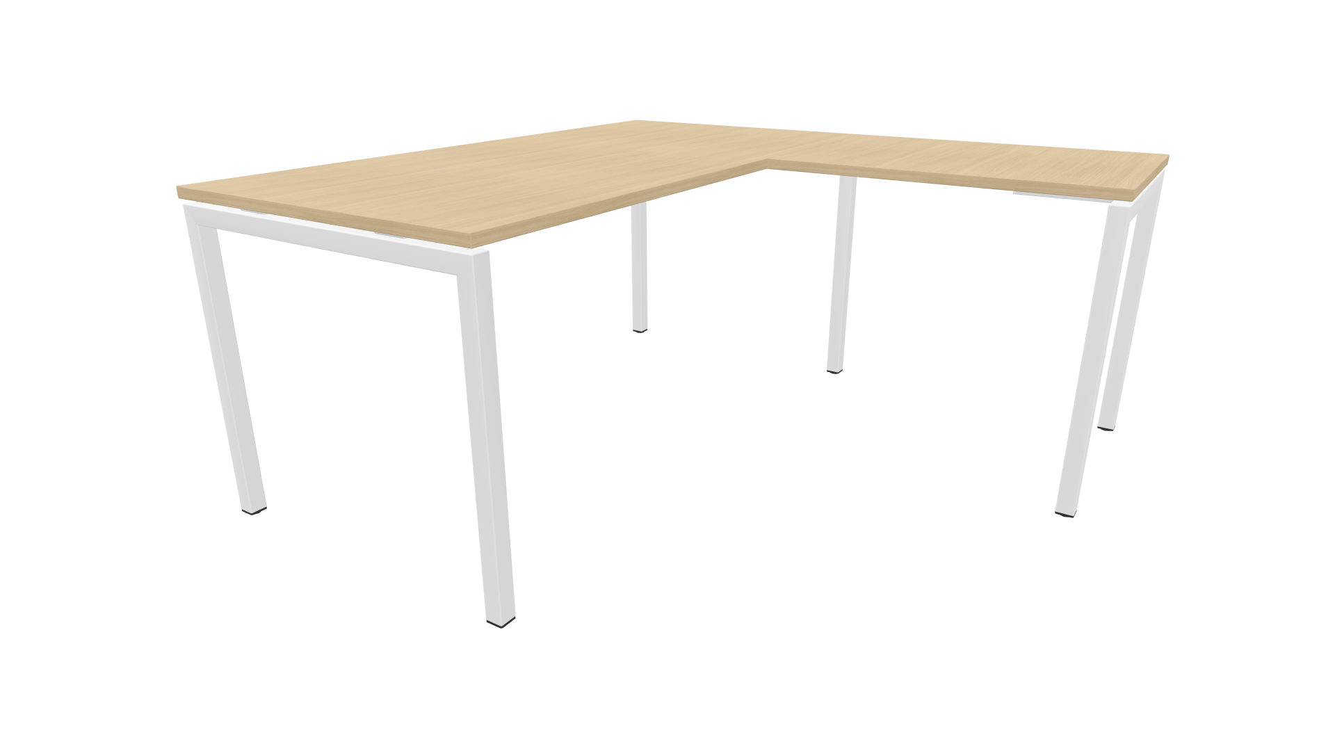 Bureau droit NOVA avec retour - CHÊNE BLANCHI / BLANC